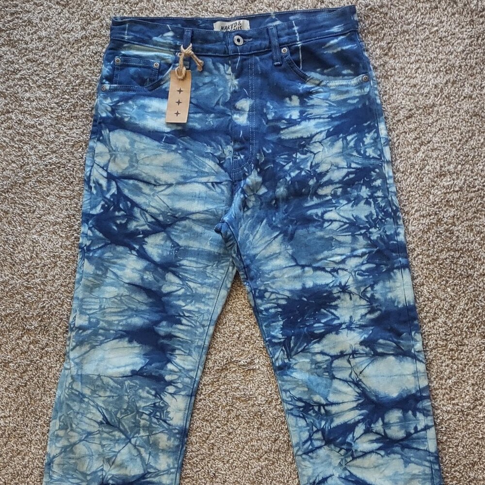 Naked & Famous Jeans Womens 31x29 Tie Dye Classic Straight Wide High Rise